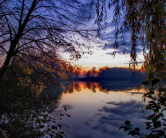 Sunset on  lake