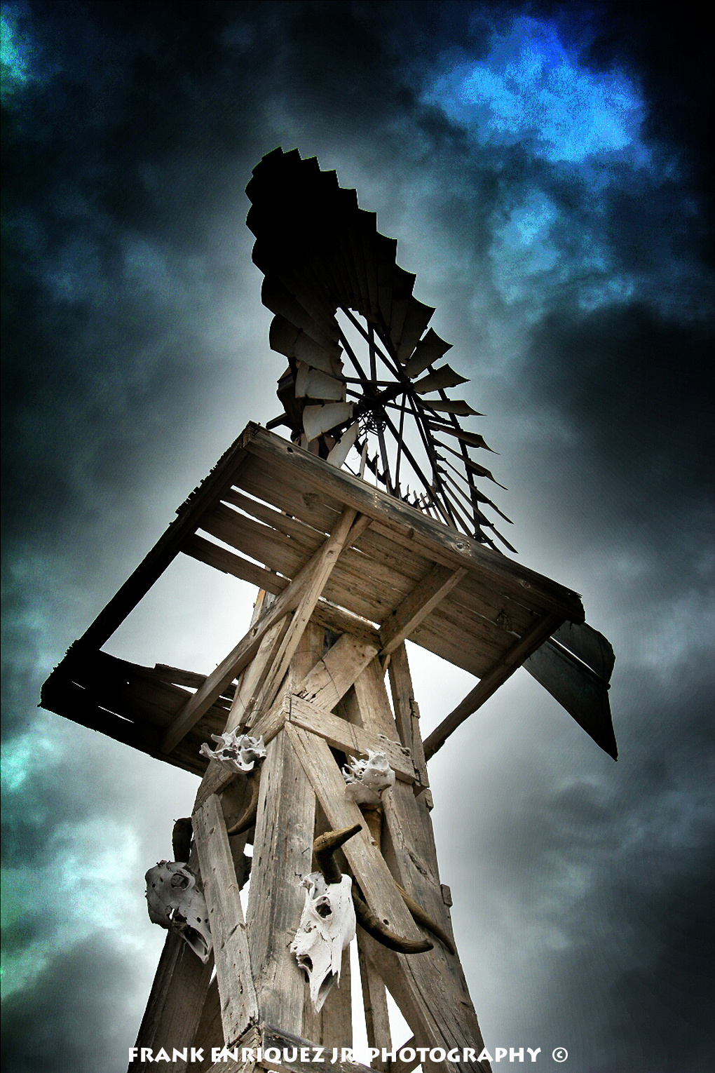 An Arizona Windmill With Clouds