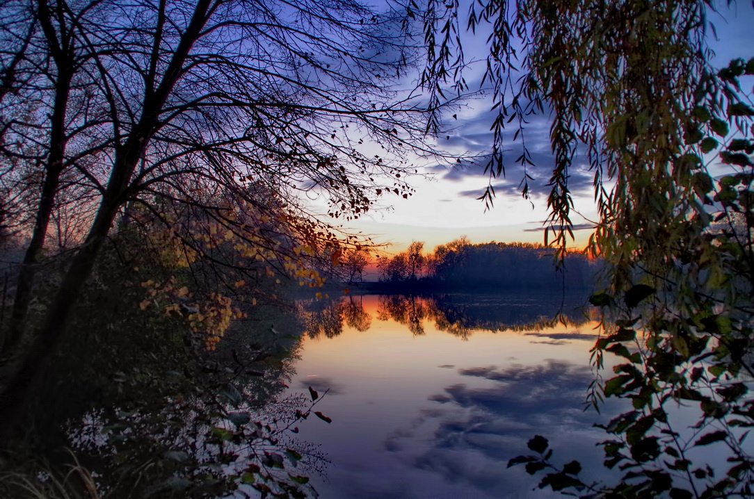 Sunset on  lake