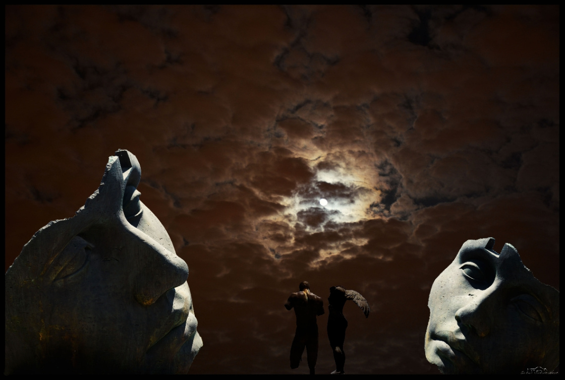 Sculptures and moonlight